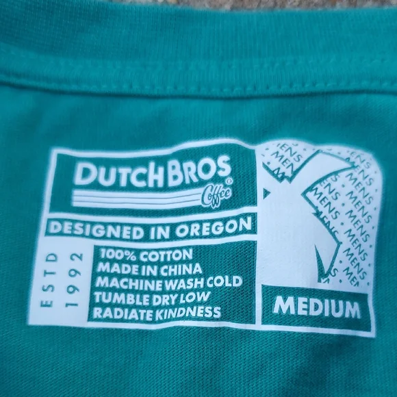 Dutch Bros Killer Coffee Wolf Long Sleeve Green Top Adult Medium Employee - Picture 3 of 6